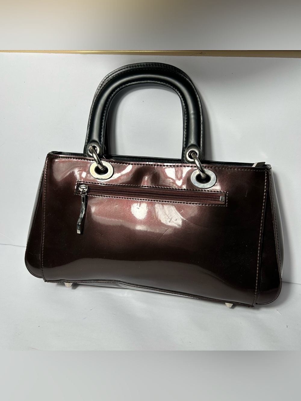 Beijo Purse Faux Patent Leather Satchel Handbag Double Handles Card Money Holder - Picture 3 of 16